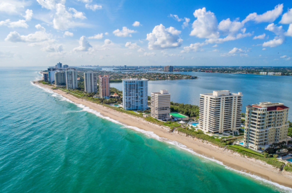 Aerial view of Singer Island's coast